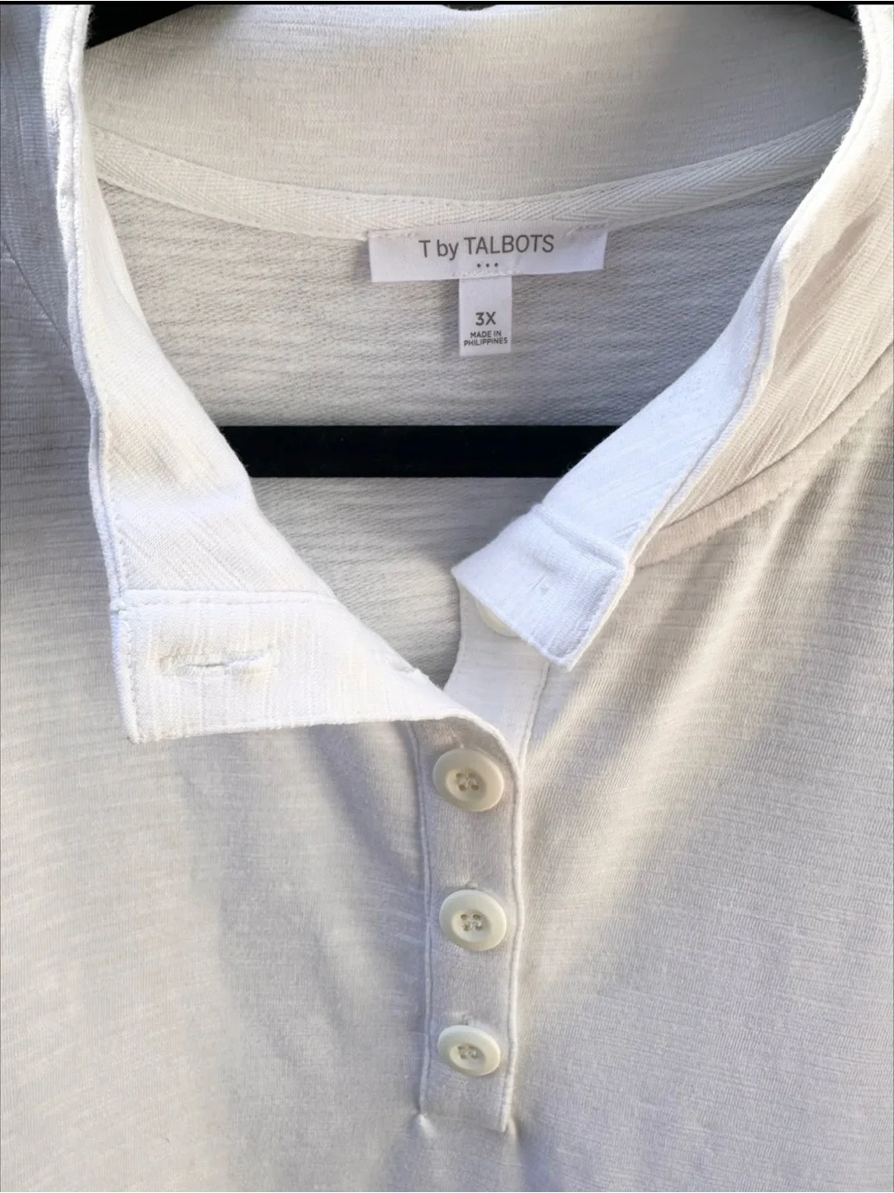 Talbots White Henley Shirt with Button Placket - Picture 4 of 7